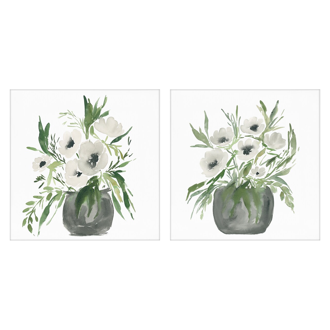 Stupell Industries White Anemone Vases 2pc Canvas Set, design by Lucille Price